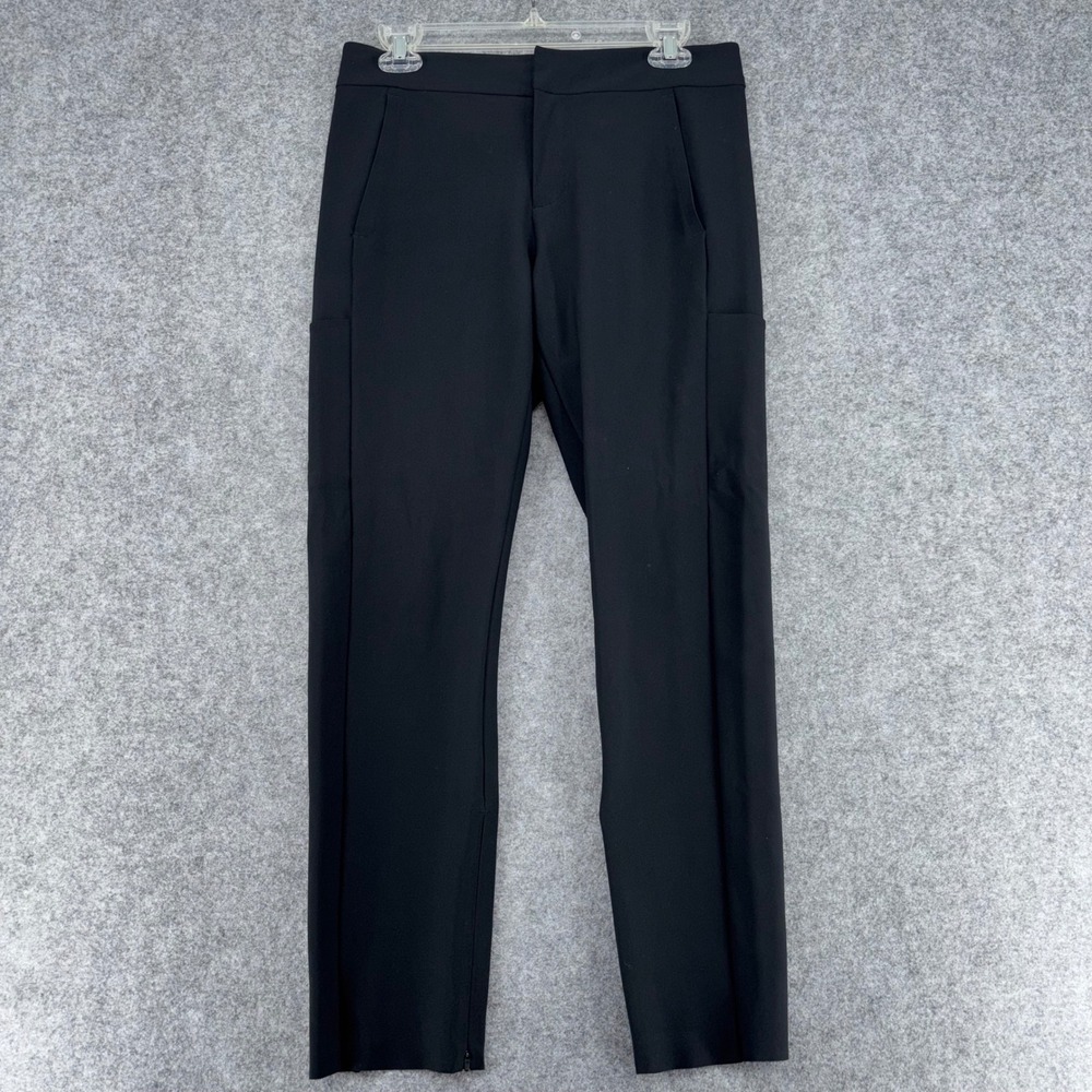 Athleta Stellar Trouser Black Slim Straight Leg Ankle Zip Pants Womens Size 8